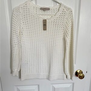 LOFT Women's Cream Knit Sweater